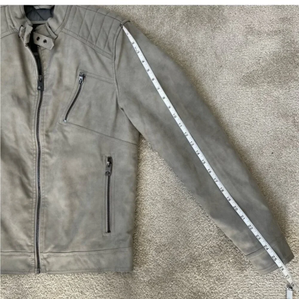 Guess NWT Mens Grey Quilted motorcycle drew suedes Jacket size XS - Picture 9 of 12